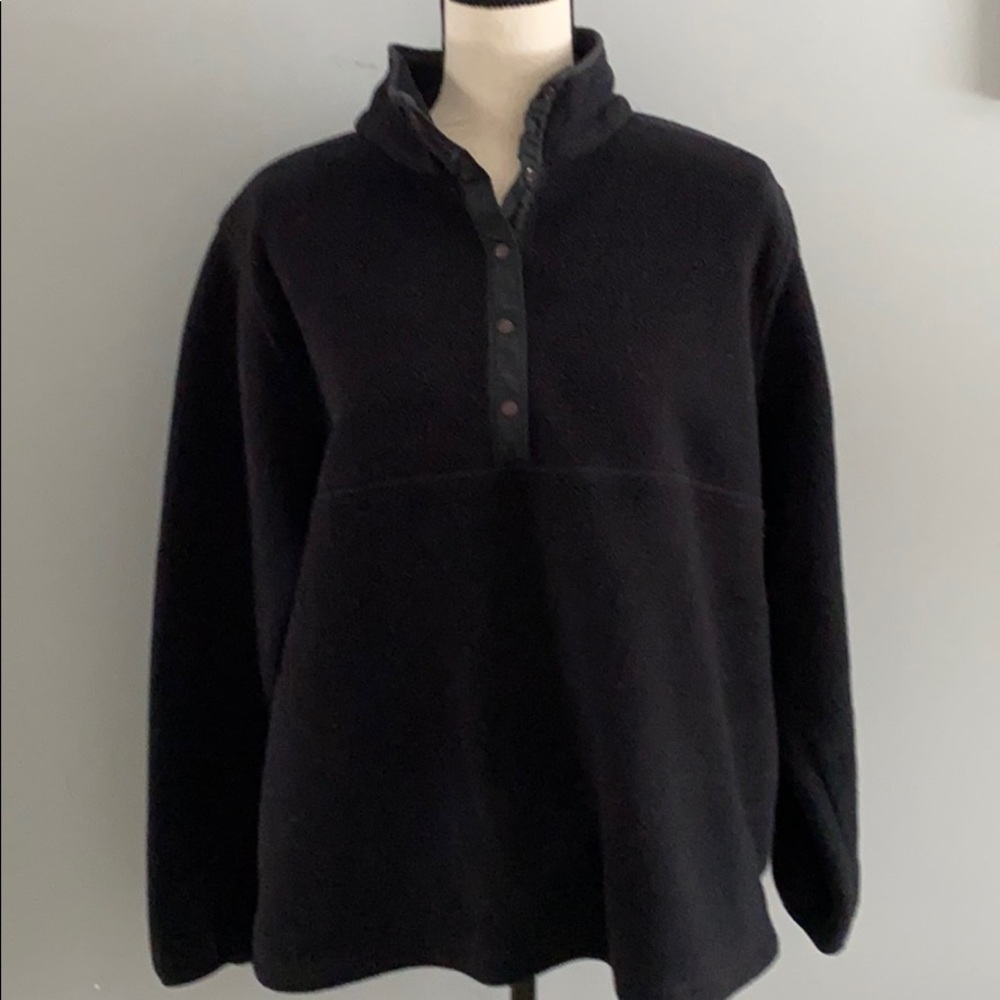 LL Bean Black Fleece pull over VGUC Large Reg